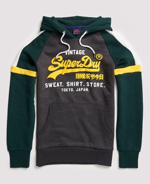 Superdry Vintage Logo Sweat Ing Store Colourblock Férfi Kapucnis Pulóver MélySzürke | OTLYM4806